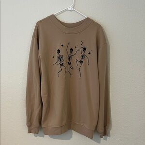Dancing Skeleton Graphic Women's Brown Sweatshirt